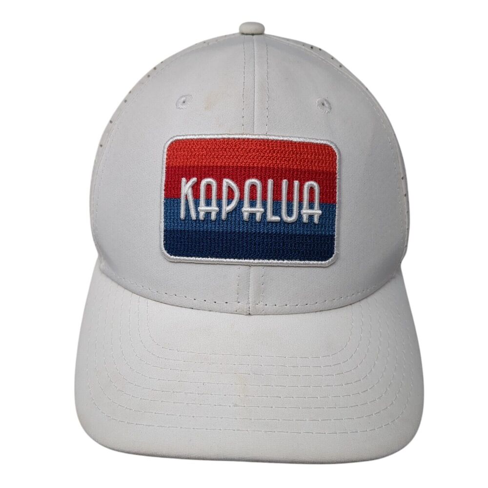 Kapalua Patch Snapback Hat White One Size Adjustable Laser Cut Pukka